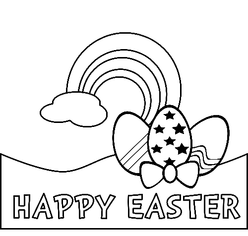 Happy Easter with Rainbow Coloring Page