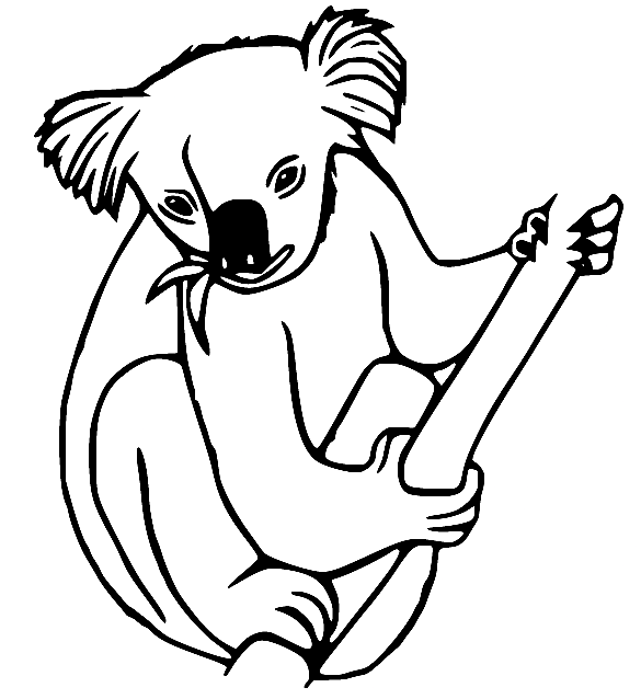 Koala Eating Leaves Coloring Pages