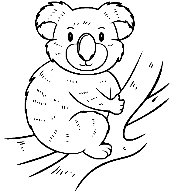 Koala Gets on the Tree Coloring Page