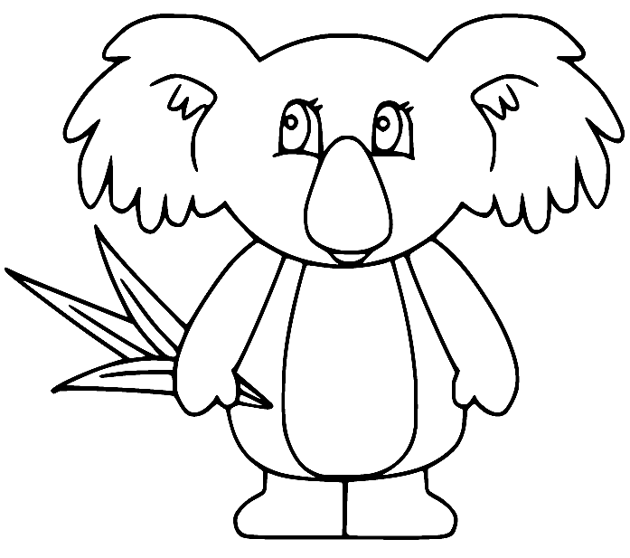 Koala Holds Leaves Coloring Page