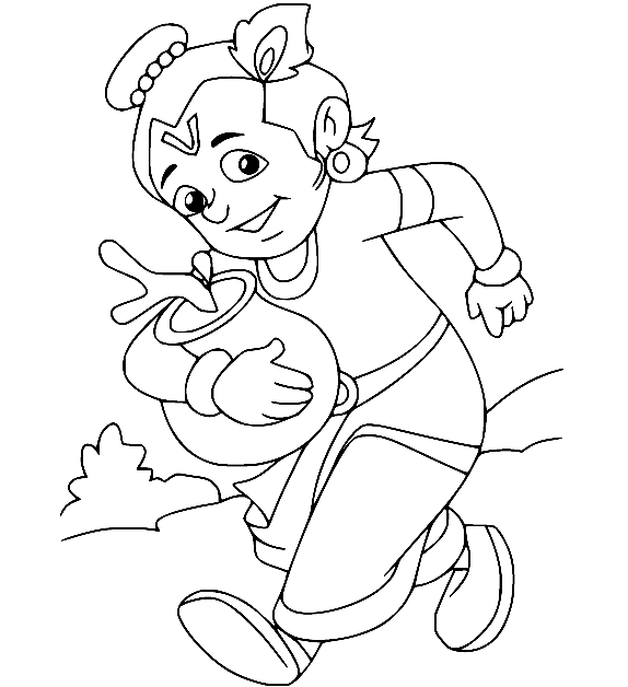 Krishna Running Coloring Pages