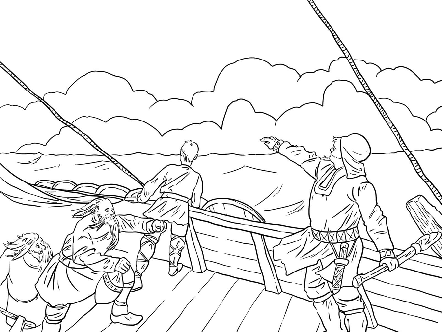 Leif Erikson Discovers North America Coloring Page
