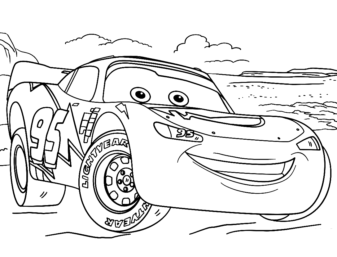 Lightning McQueen from Cars from Disney Cars Coloring Page