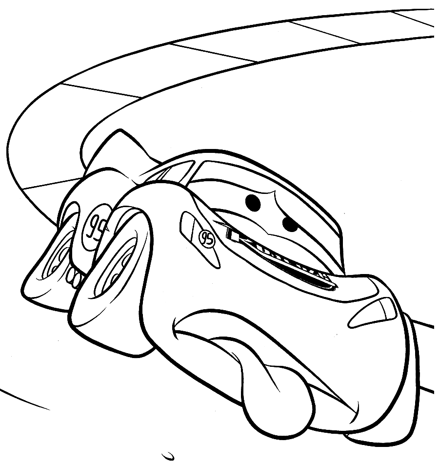 Lightning McQueen with Tongue Coloring Page - Free Printable Coloring Pages