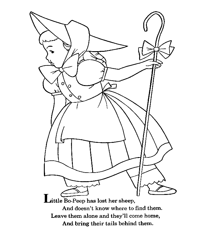 Little Bo Peep Free Coloring Page