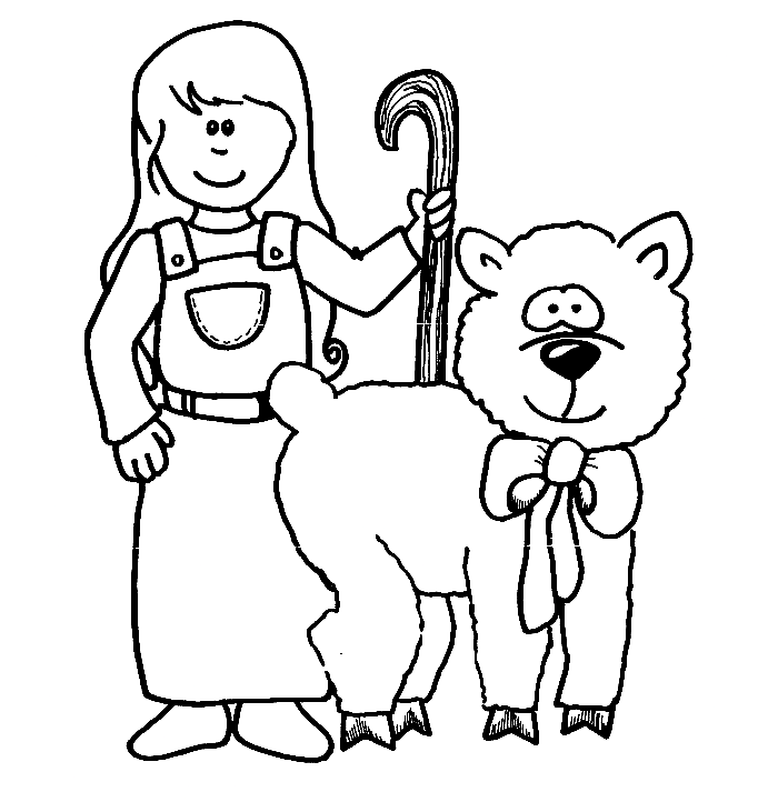 Little Bo Peep with Sheep Coloring Page