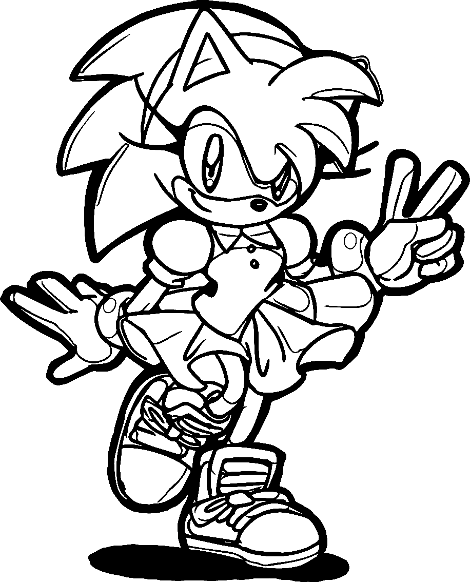 Lovely Amy Rose from Sonic Coloring Page