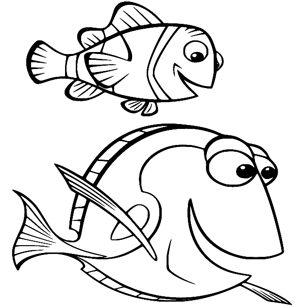 《海底总动员》中的马林和多莉游泳