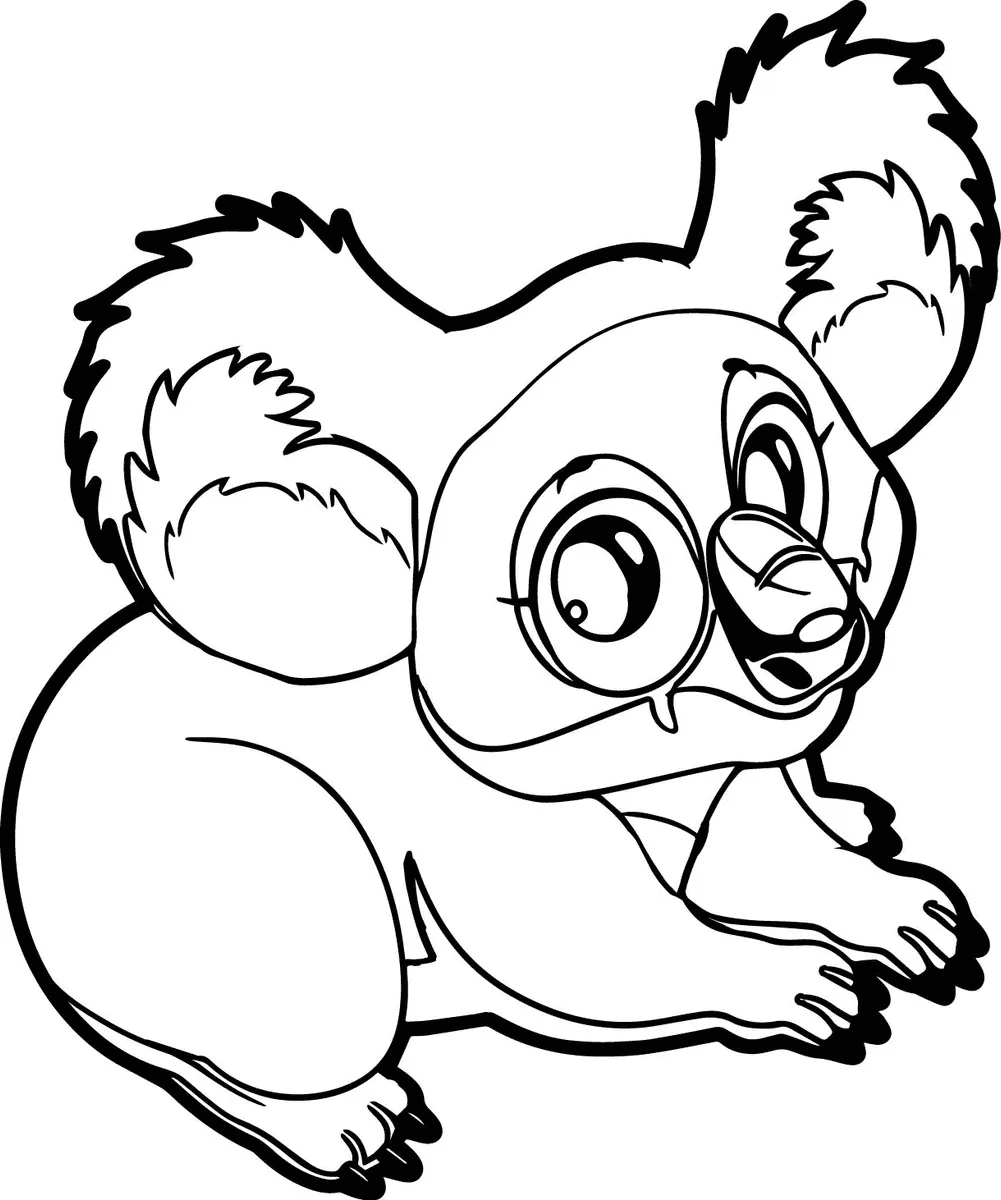 Раскраска коала для детей 3-4 лет