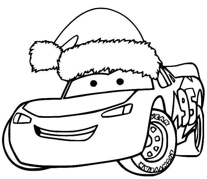 McQueen in the Christmas Hat Coloring Page