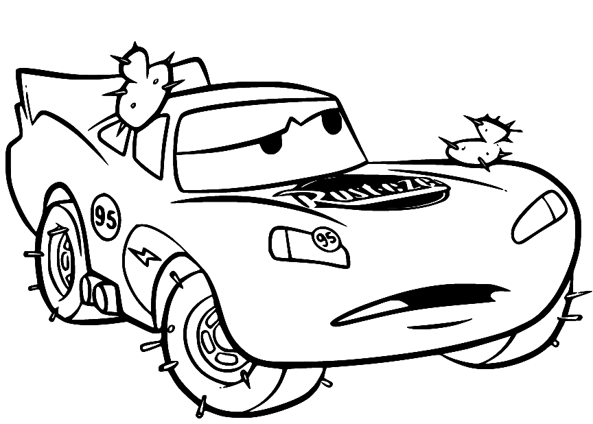 McQueen with Cactus Coloring Pages