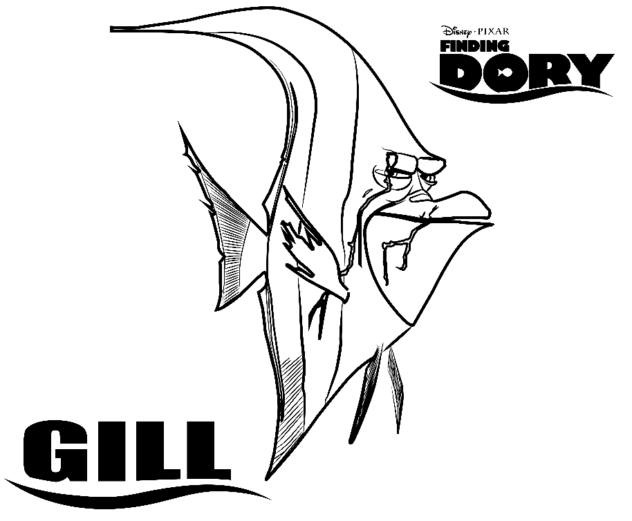 Moorish Idol Gill in Finding Dory Coloring Page