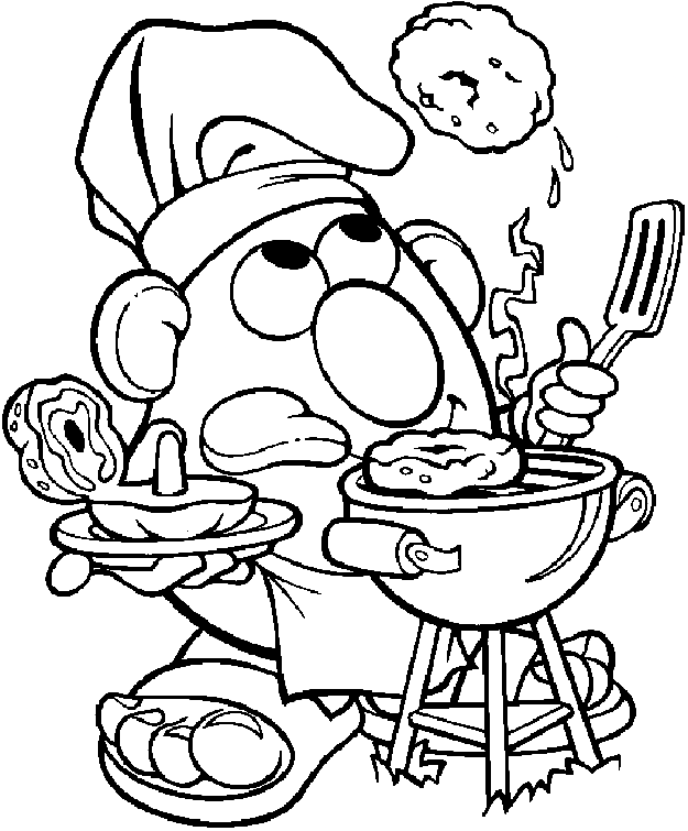 Pagina da colorare di Mr Potato Head Cooking