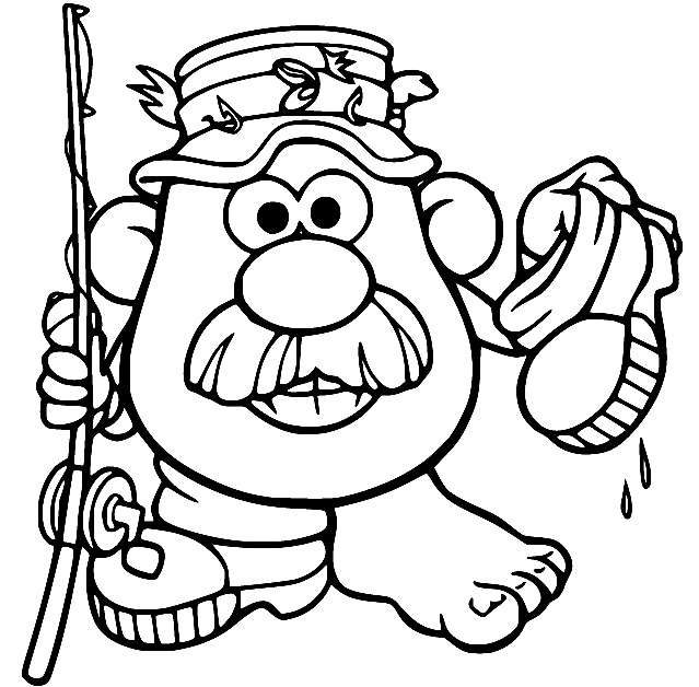 Mr Potato Head Fishing Coloring Pages