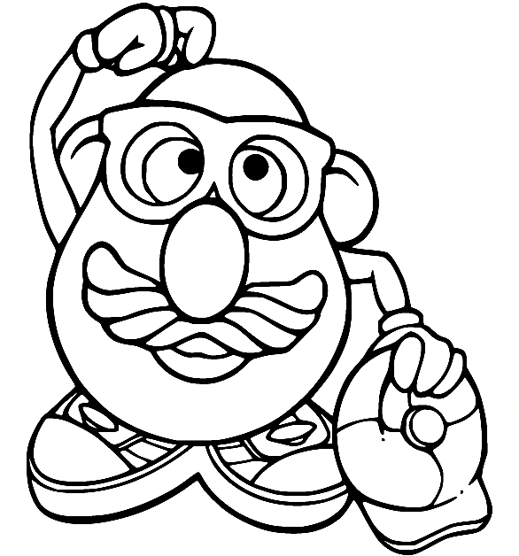 Mr Potato Head Holds His Hat Coloring Page