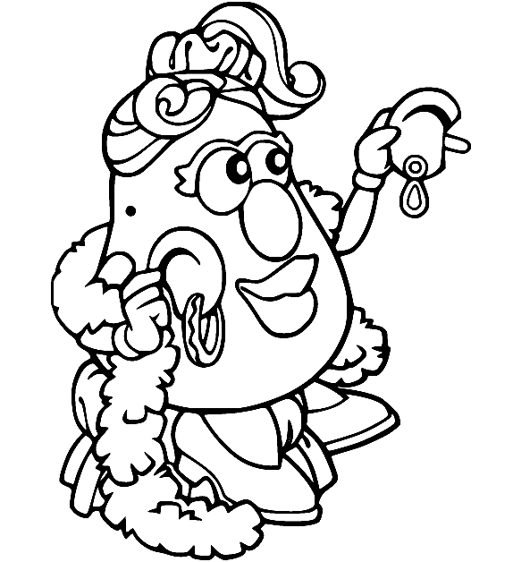 Mrs Potato Head Holds Earrings Coloring Page