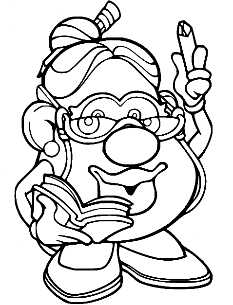 Mrs Potato Head Reading A Book Coloring Pages