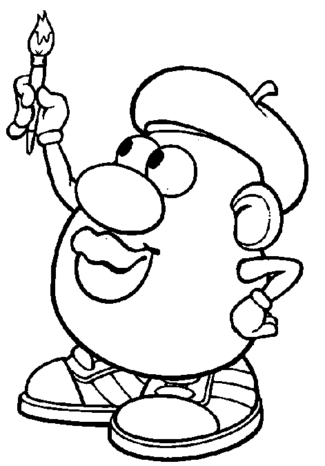Mrs Potato Head with Paintbrush Coloring Page