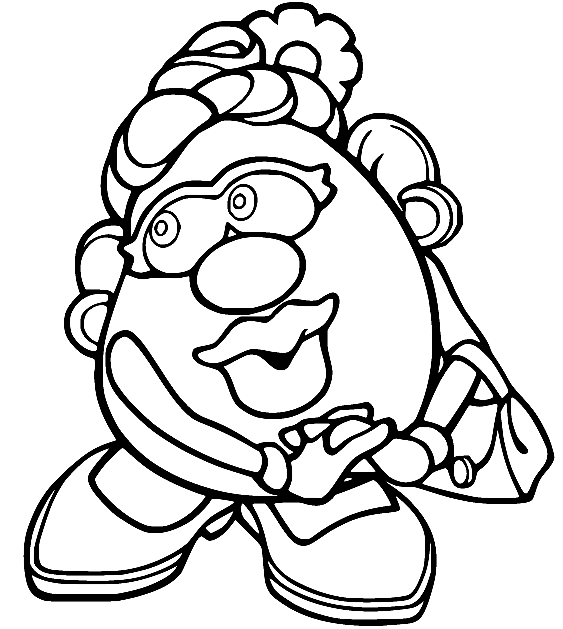 Mrs Potato Head with a Flower Coloring Page
