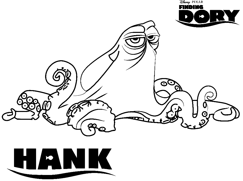 Octopus Hank from Finding Dory Coloring Page