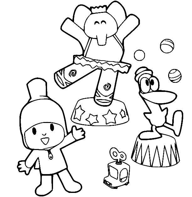 Pocoyo and Pato Dancing Coloring Pages