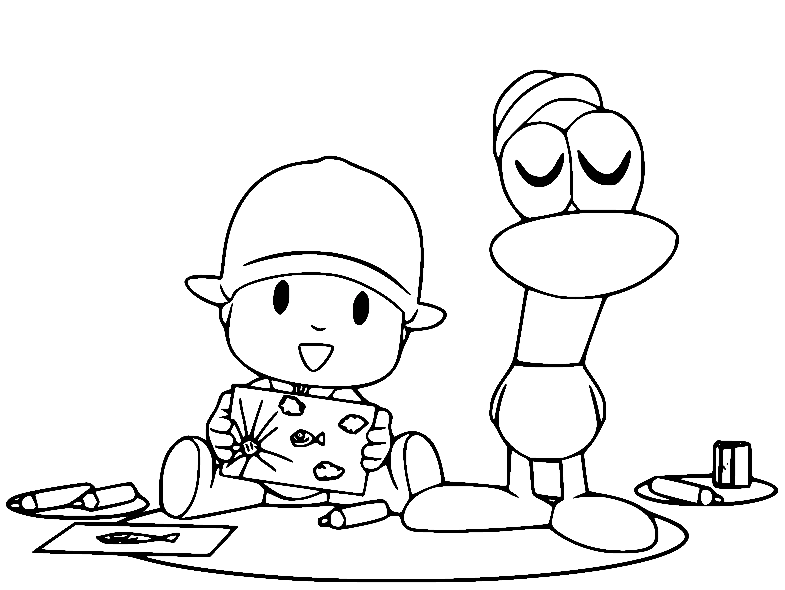 Pocoyo And Friends Play With The Ball coloring page