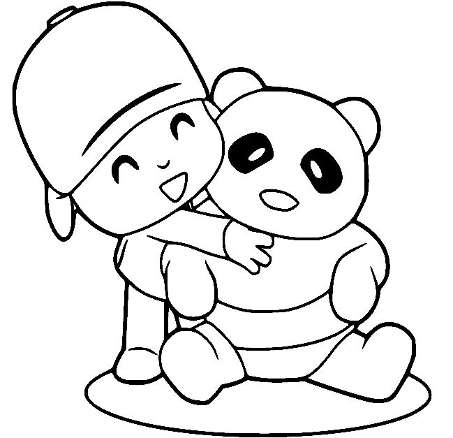 Pocoyo and Toy Panda Coloring Pages - Free Printable Coloring Pages