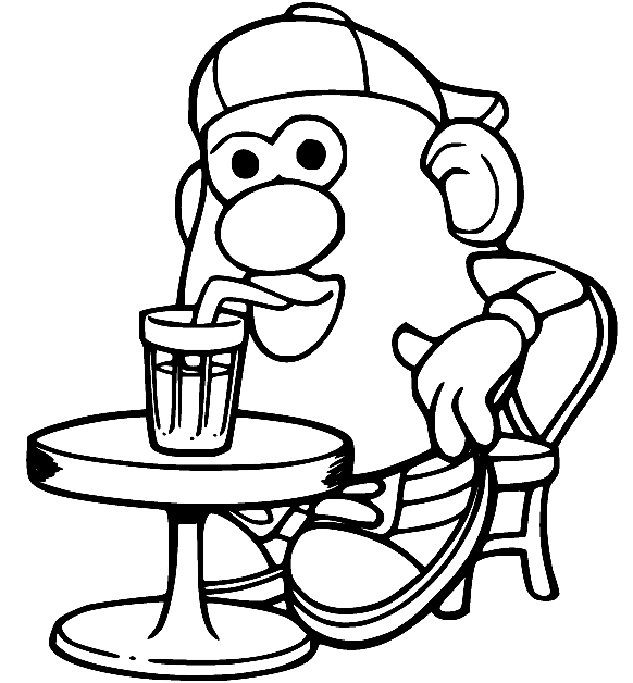 Potato Head Drinking Coloring Page