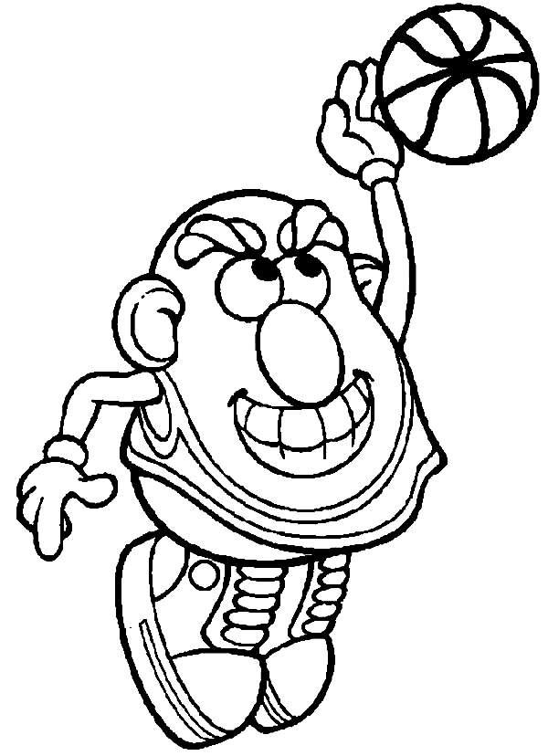 Potato Head Playing Basketball Coloring Page