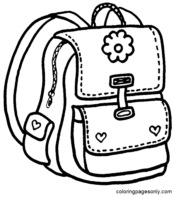 Pretty Backpack for Kids Coloring Page