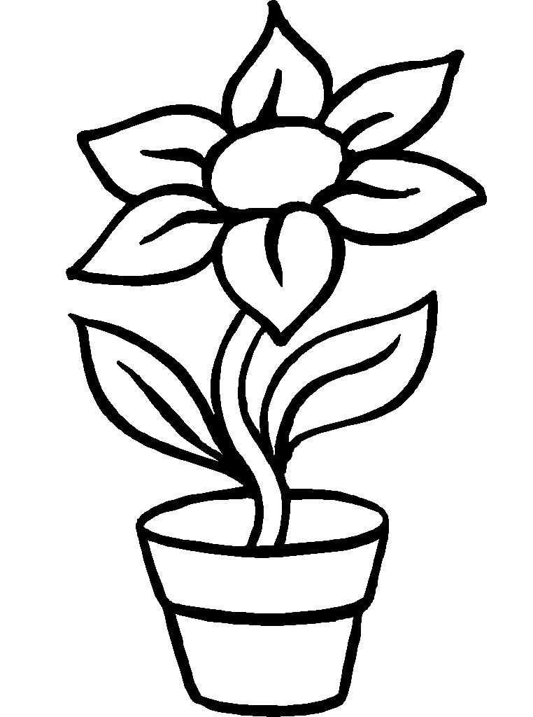 Pretty Flower Pot Coloring Page