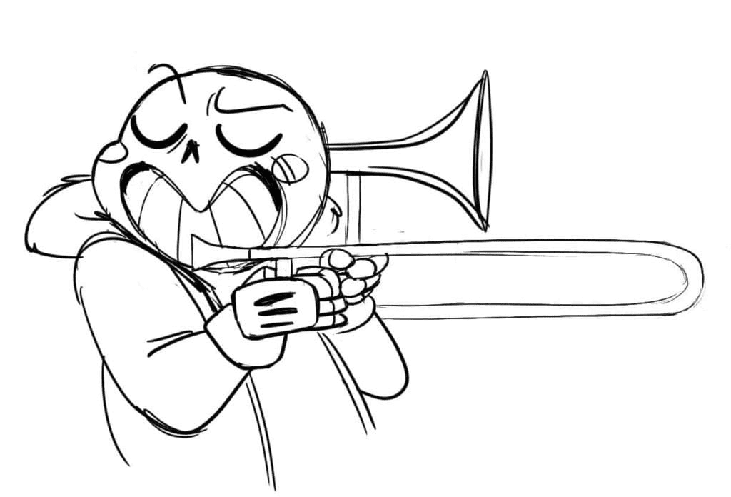 Sans with Trumpet Coloring Page