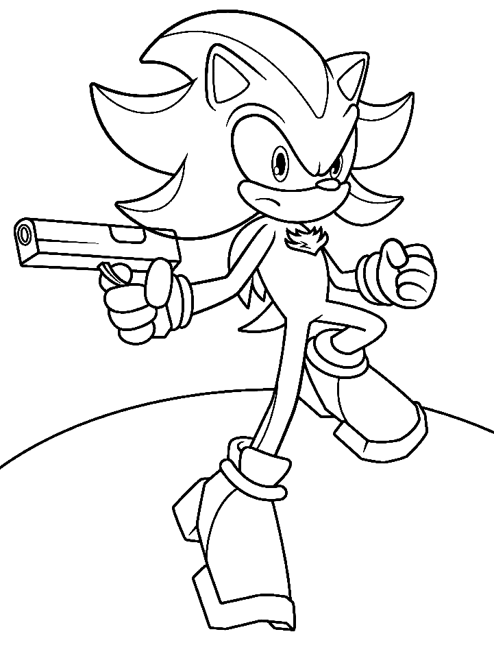 Sombra sosteniendo una pistola de Shadow the Hedgehog