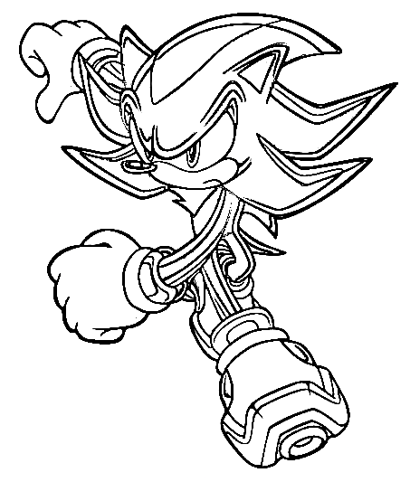 Shadow The Hedgehog running Coloring Page