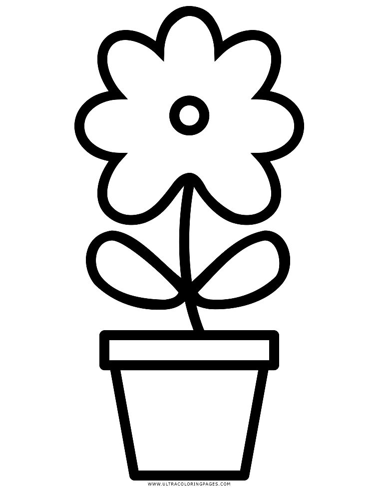 Simple Flower Pot Sheets Coloring Page