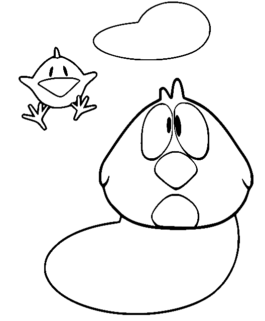 Sleepy Bird and Baby Bird Coloring Pages