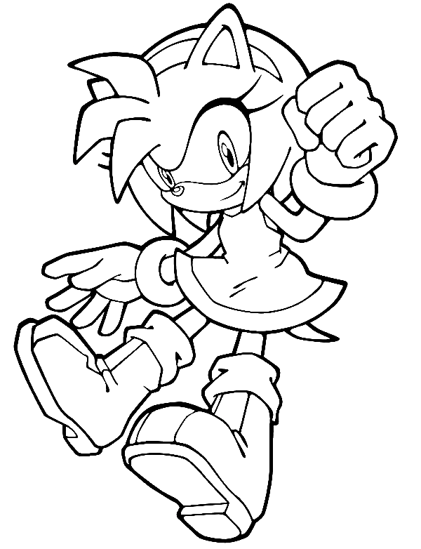 Desenhos para colorir da Amy Rose sorridente - Desenhos para colorir  gratuitos para impressão