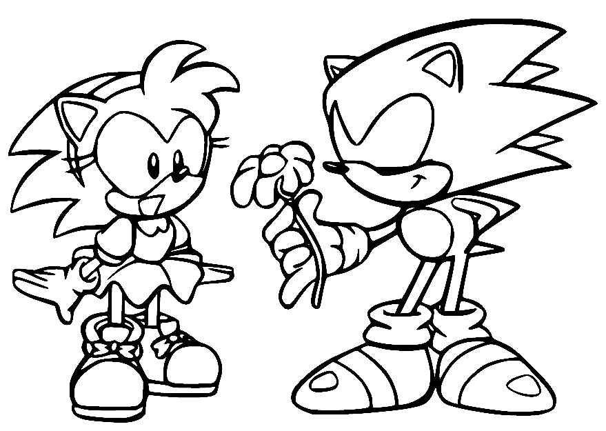 Sonic geeft Amy een bloem van Amy Rose