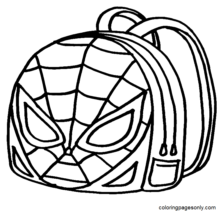 Spider man School Backpack Coloring Page