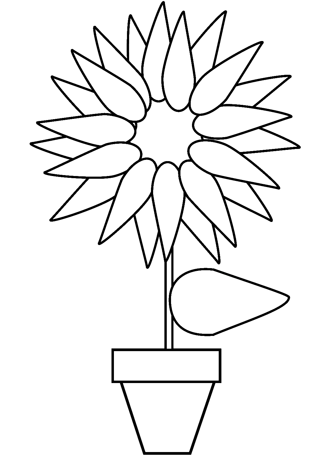 Sunflower in a Pot Coloring Page