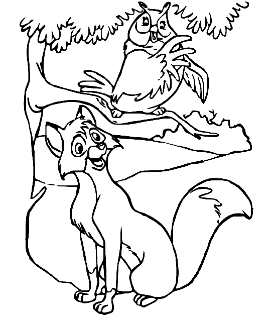《狐狸与猎犬》中的托德·福克斯和猫头鹰大妈妈