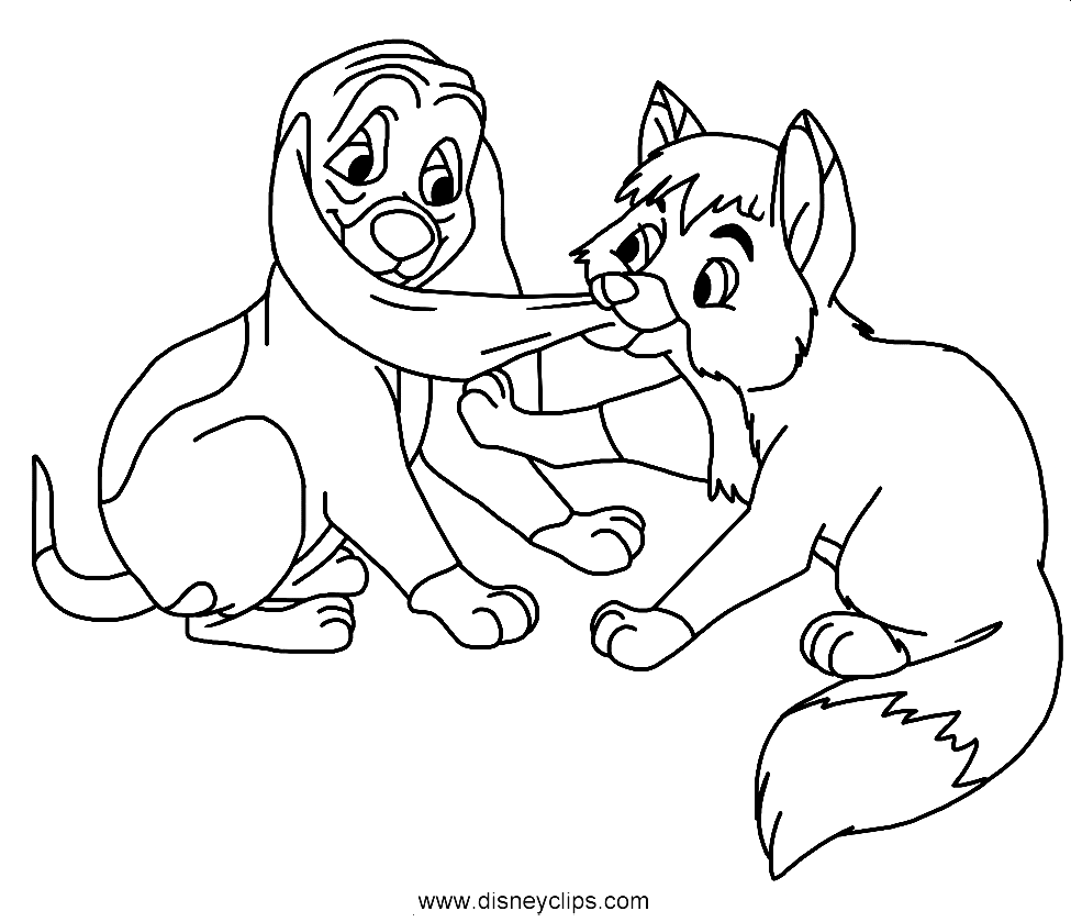Tod with Copper Coloring Pages