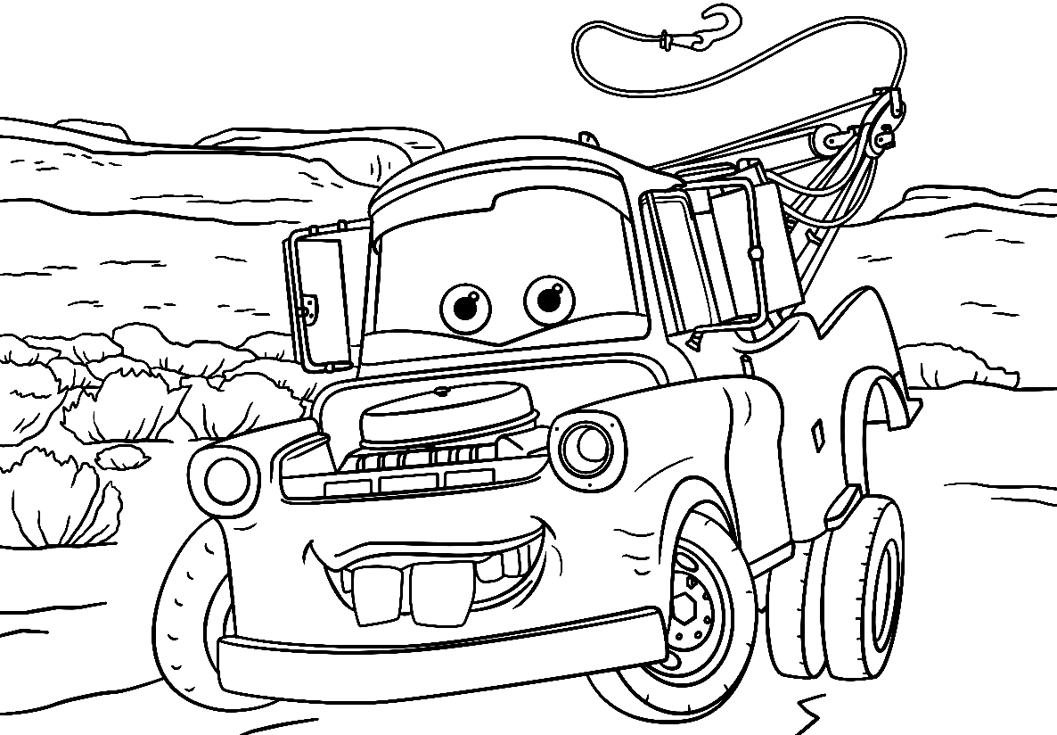 Tow Mater from Cars 3 from Disney Cars Coloring Page