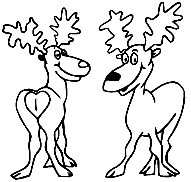 Two Funny Moose Coloring Page