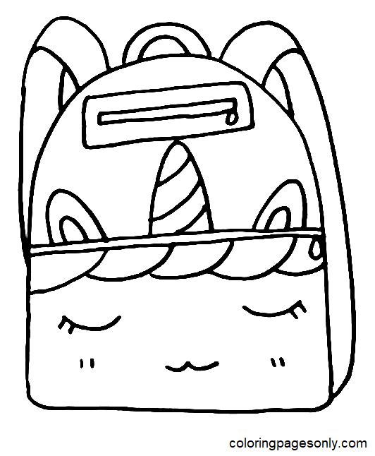 Unicorn Backpack Coloring Page