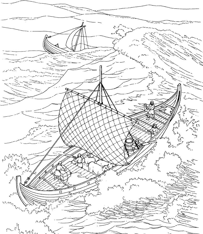 صفحة تلوين قوارب الفايكينغ
