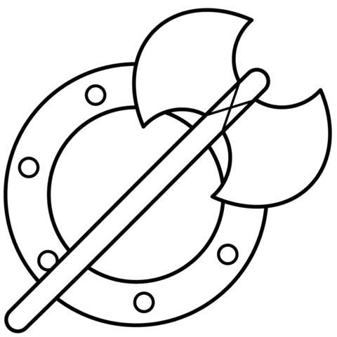 Viking Shield and Axe Coloring Pages