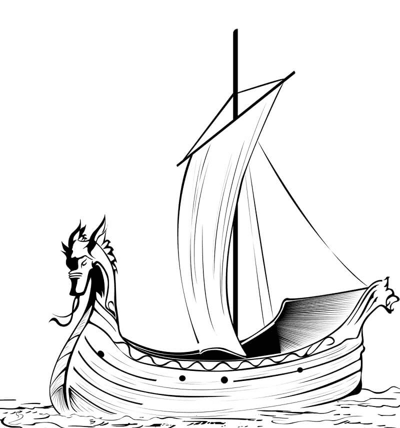 Página para colorir de navio viking