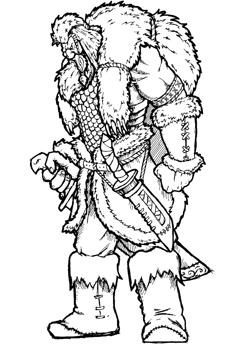 Desenho para colorir de guerreiro viking