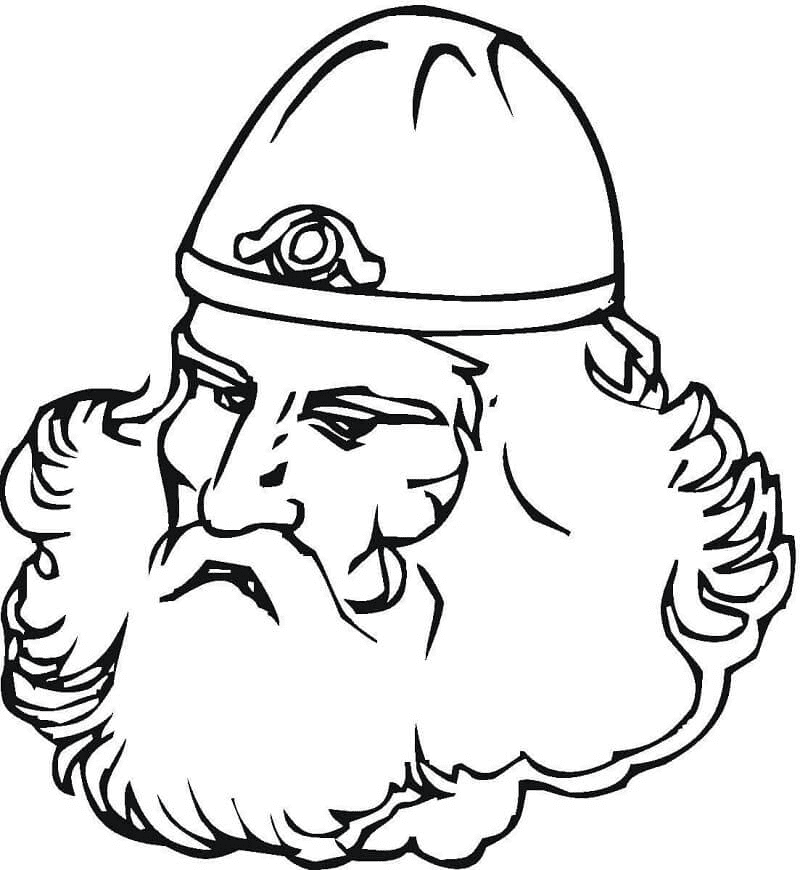 vikingo con barba grande para colorear página